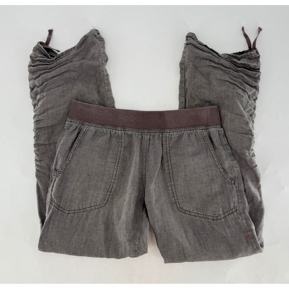 Toad&Co 100% Linen Drawstring‎ Hem Cropped Elastic Waist Taupe Pants Sz SmSize S - Picture 6 of 11